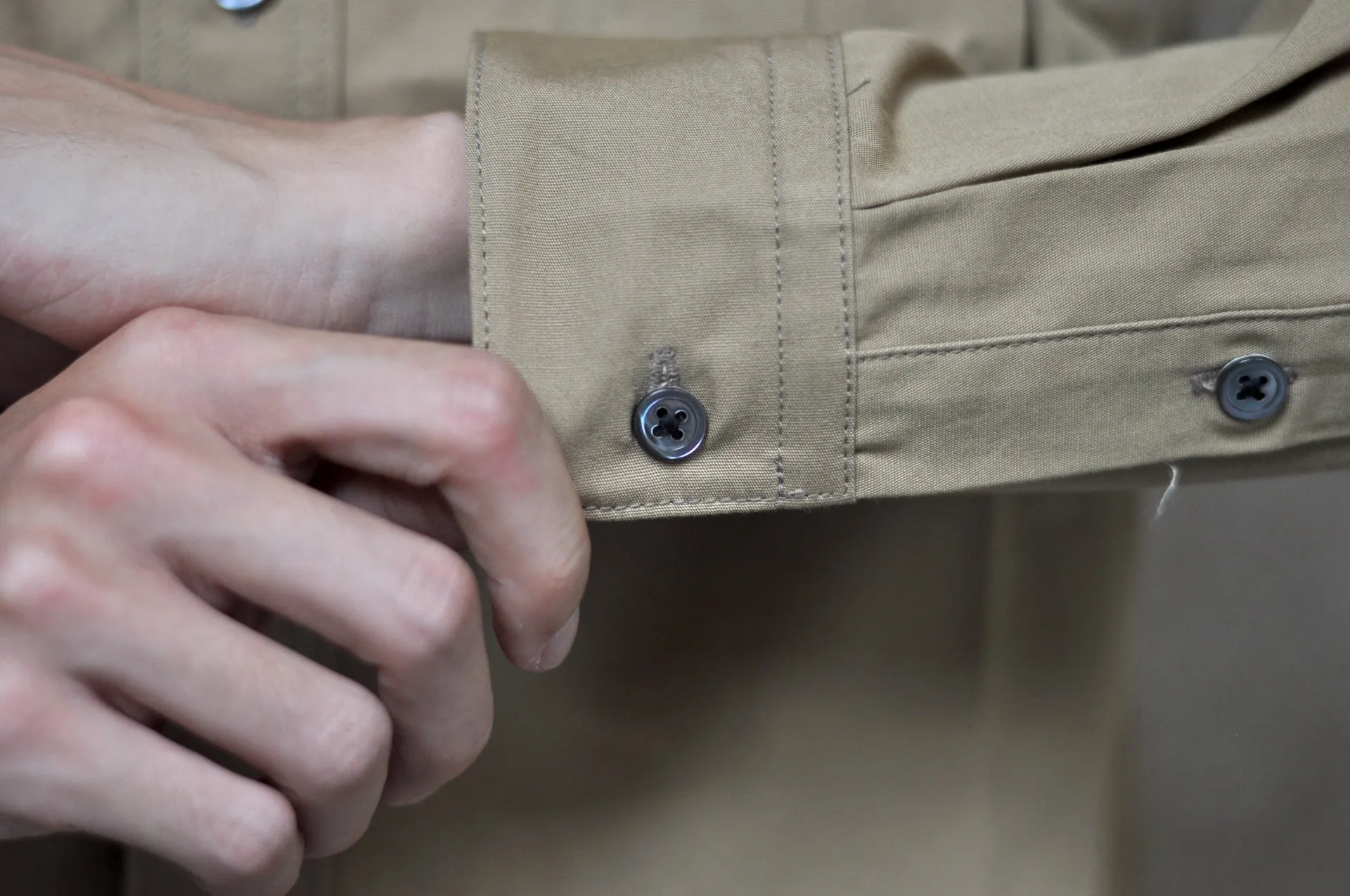 Momotaro 8oz Duck Canvas Military Style Workshirt (Beige)