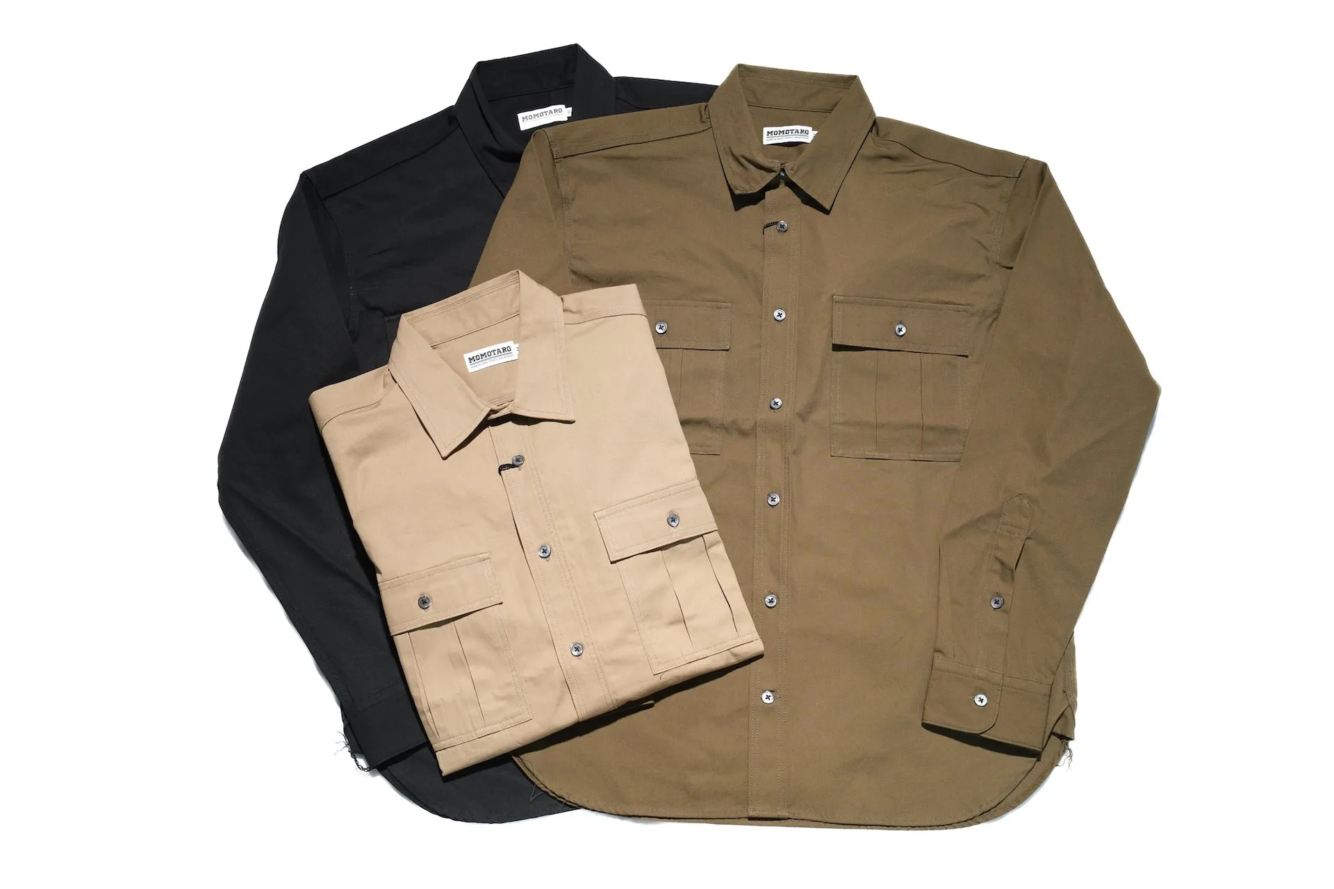 Momotaro 8oz Duck Canvas Military Style Workshirt (Beige)