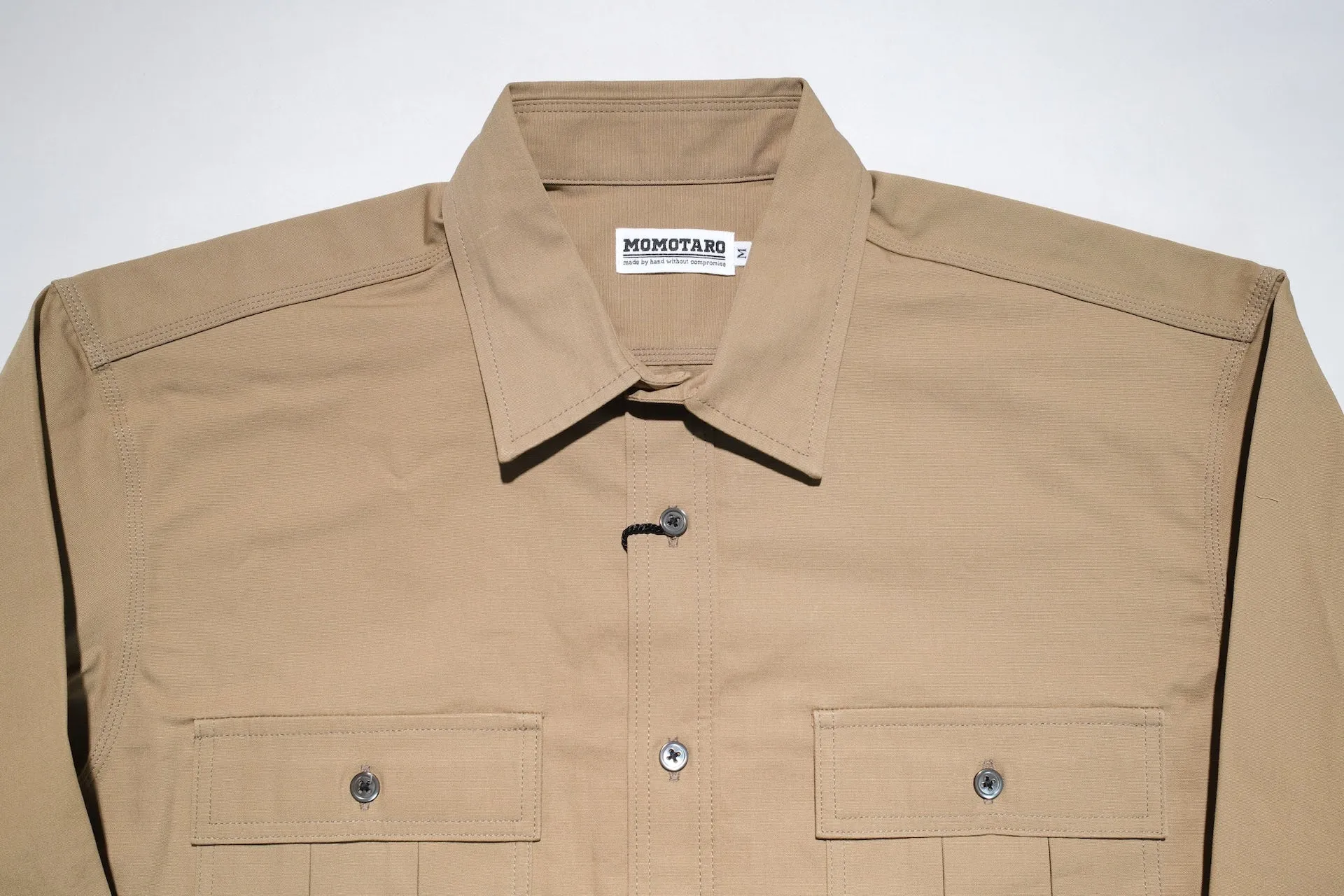 Momotaro 8oz Duck Canvas Military Style Workshirt (Beige)