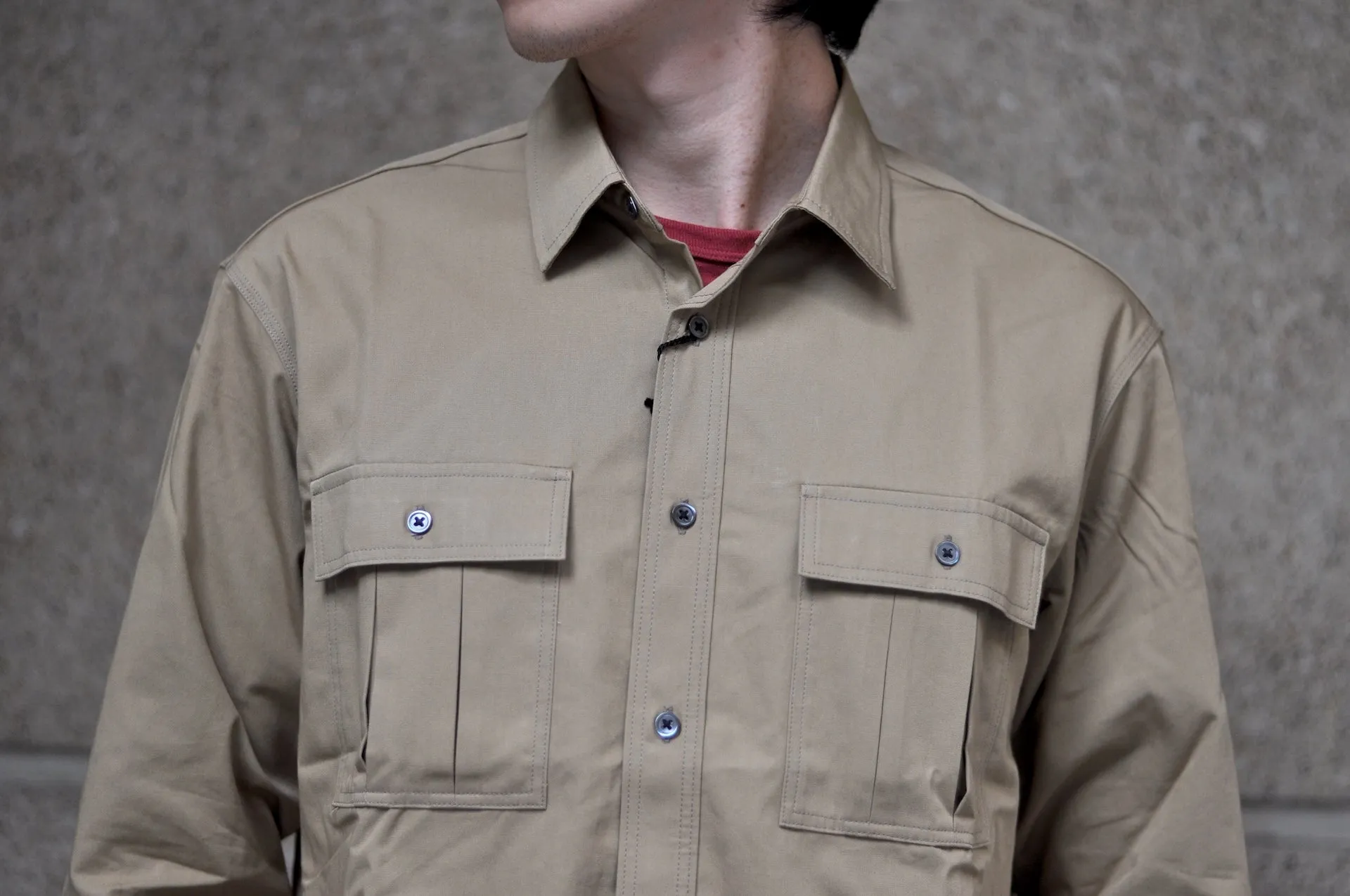 Momotaro 8oz Duck Canvas Military Style Workshirt (Beige)