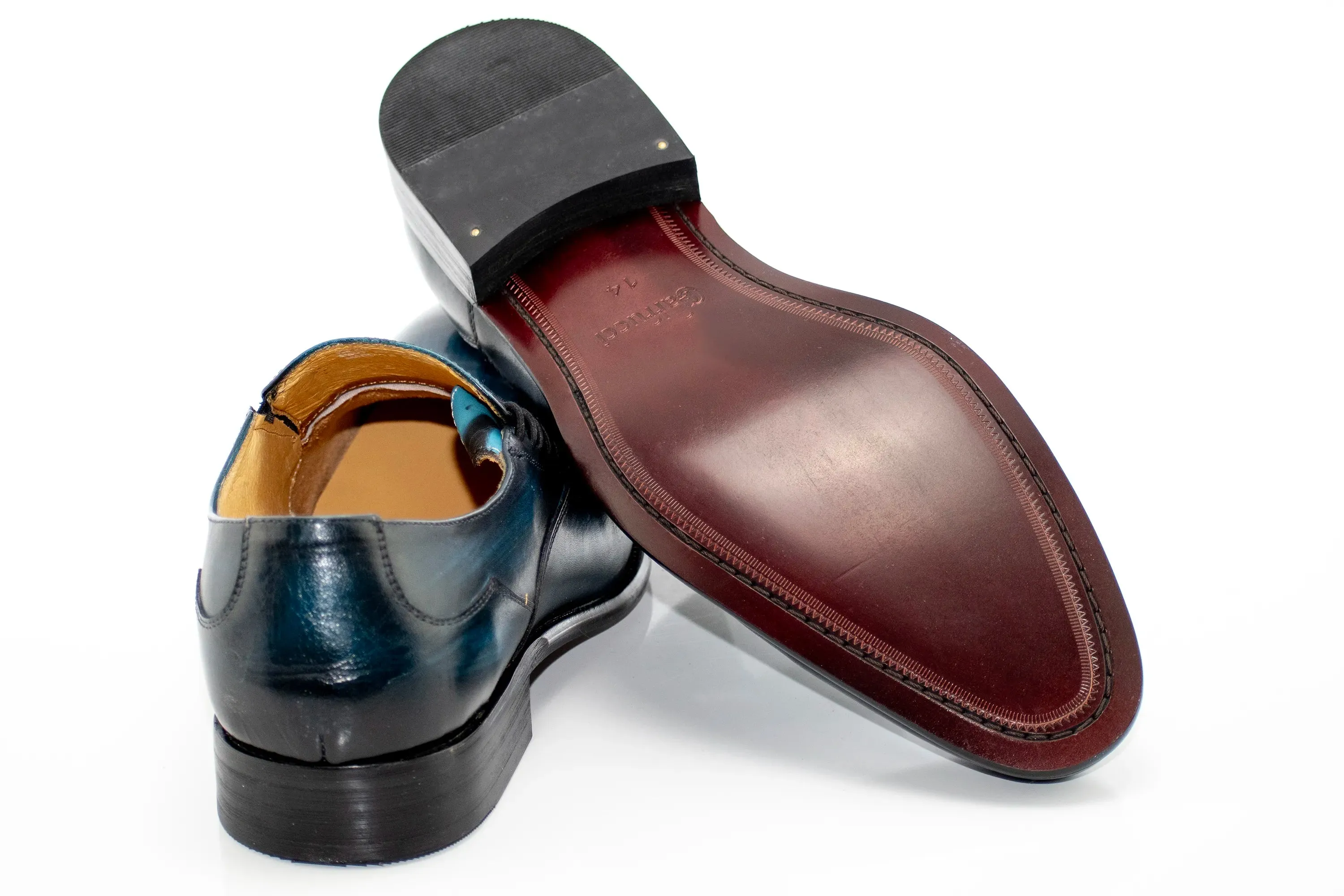Navy Blue Decorative Lace-Up Slip-On Loafer