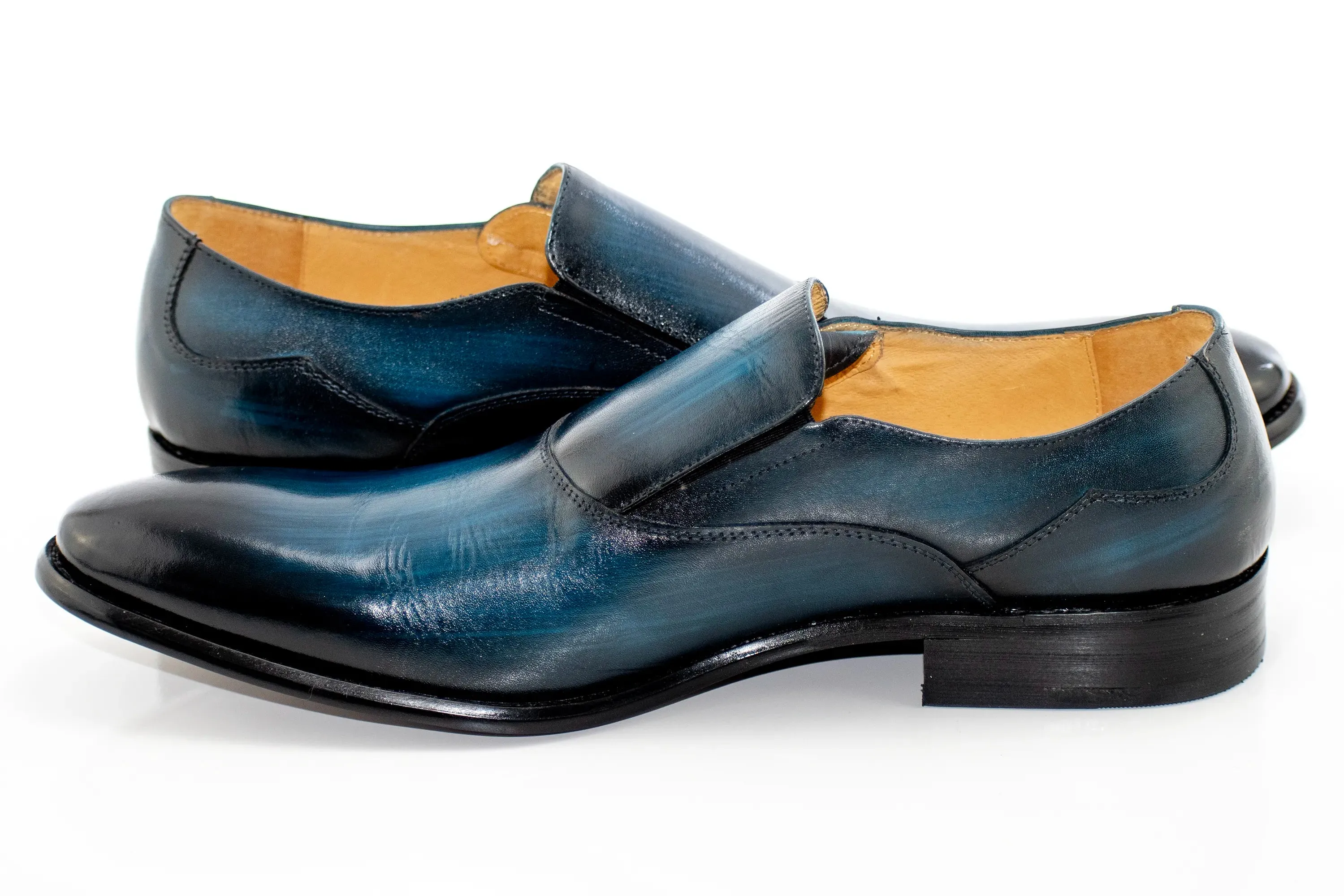 Navy Blue Decorative Lace-Up Slip-On Loafer