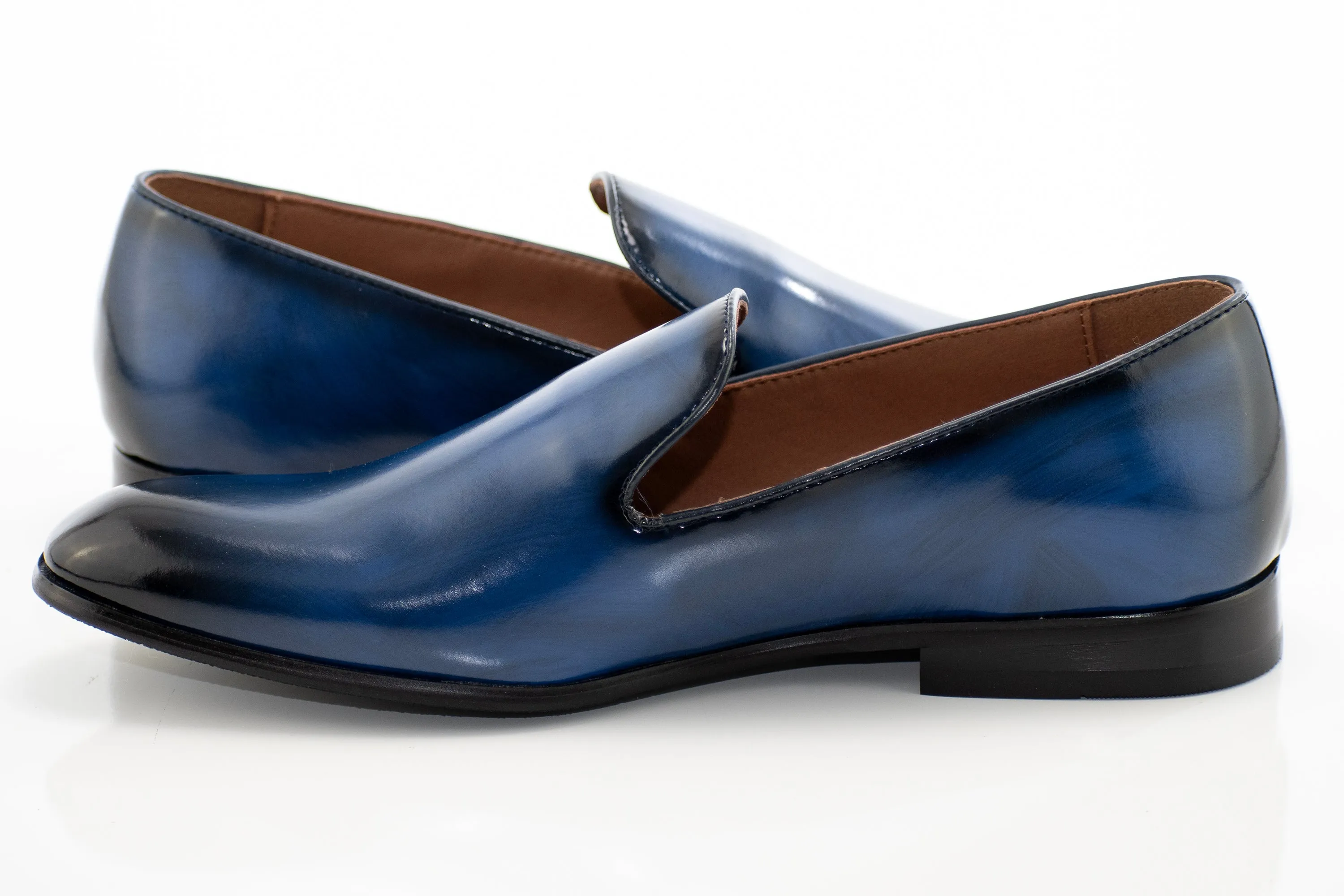 Navy Blue Leather Dress Loafer
