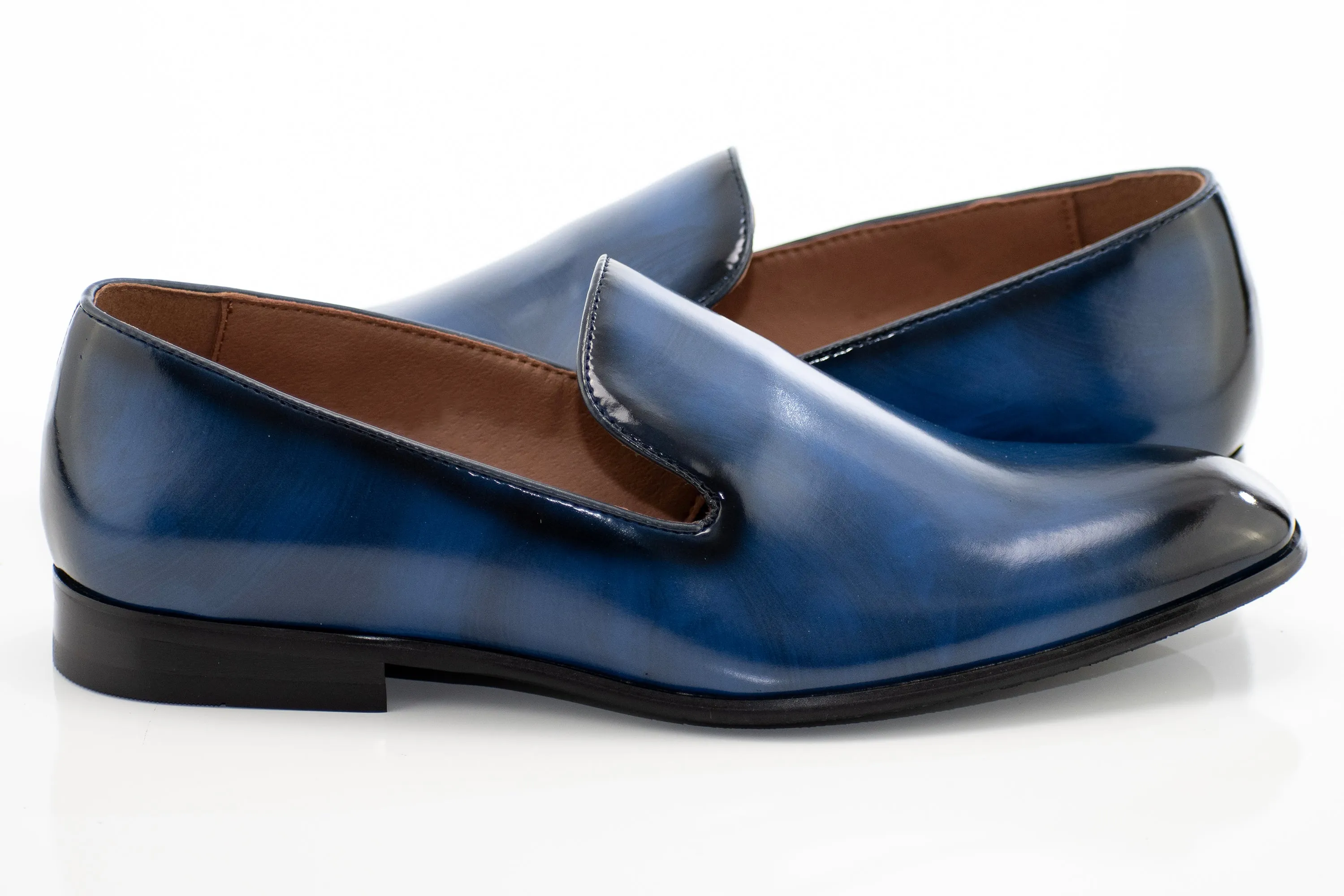 Navy Blue Leather Dress Loafer