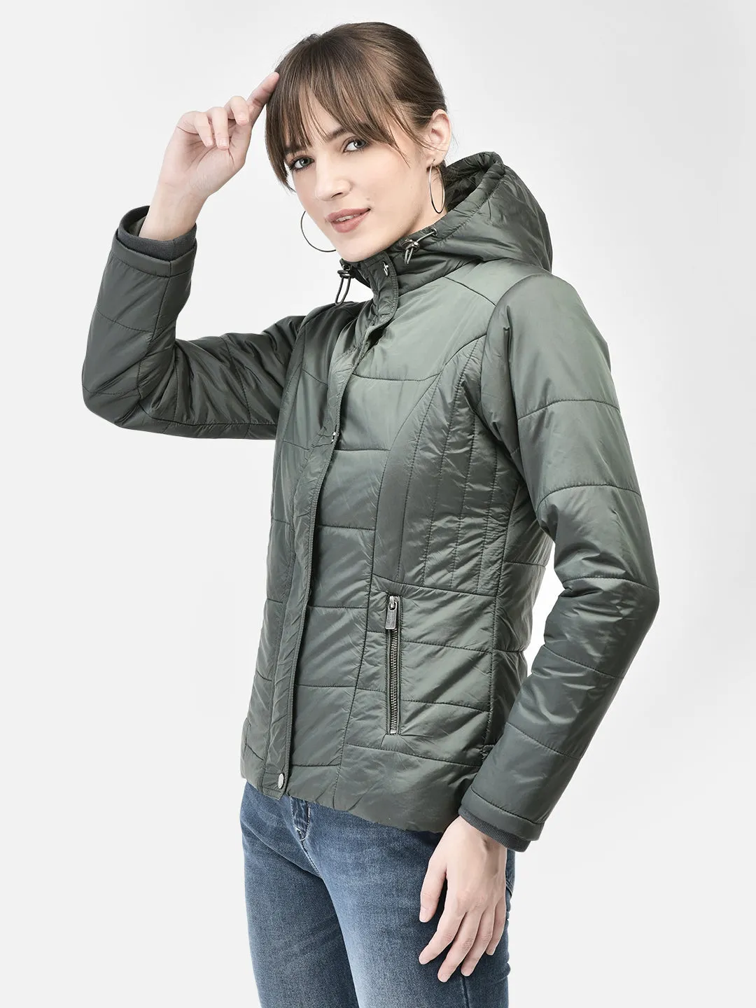Olive Hooded Puffer Jacket