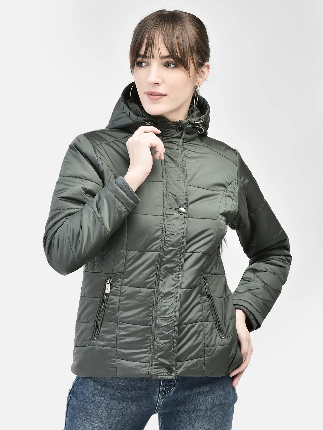 Olive Hooded Puffer Jacket