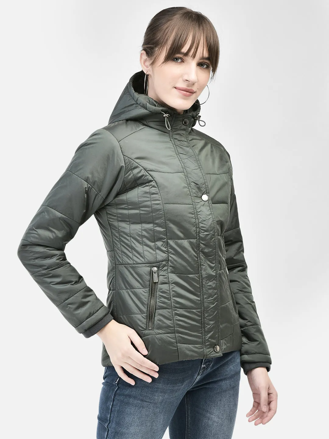 Olive Hooded Puffer Jacket