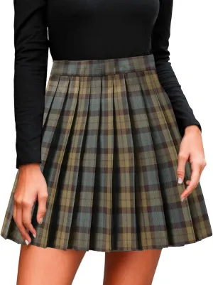 Pleated Skirts for Women Plus Size High Waist Pleated A Line Tummy Control Elastic Waist Skirt for Girls Trendy Clothes