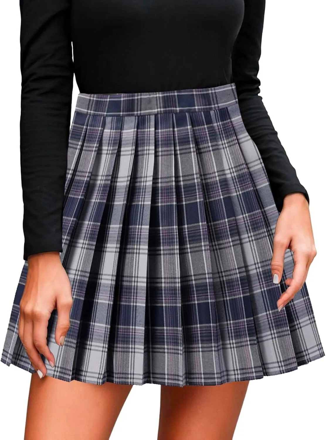 Pleated Skirts for Women Plus Size High Waist Pleated A Line Tummy Control Elastic Waist Skirt for Girls Trendy Clothes