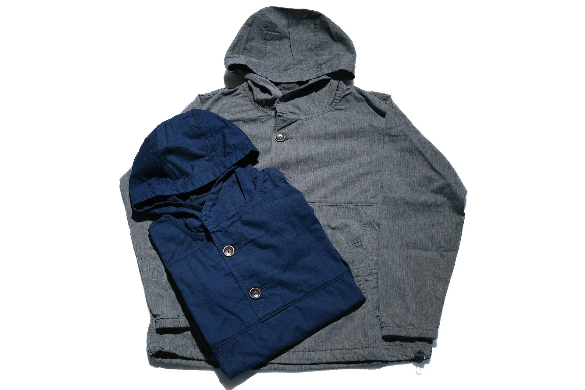 Pure Blue Japan "All-Seasons" HBT Hooded Pullover (Heather Grey X Black)