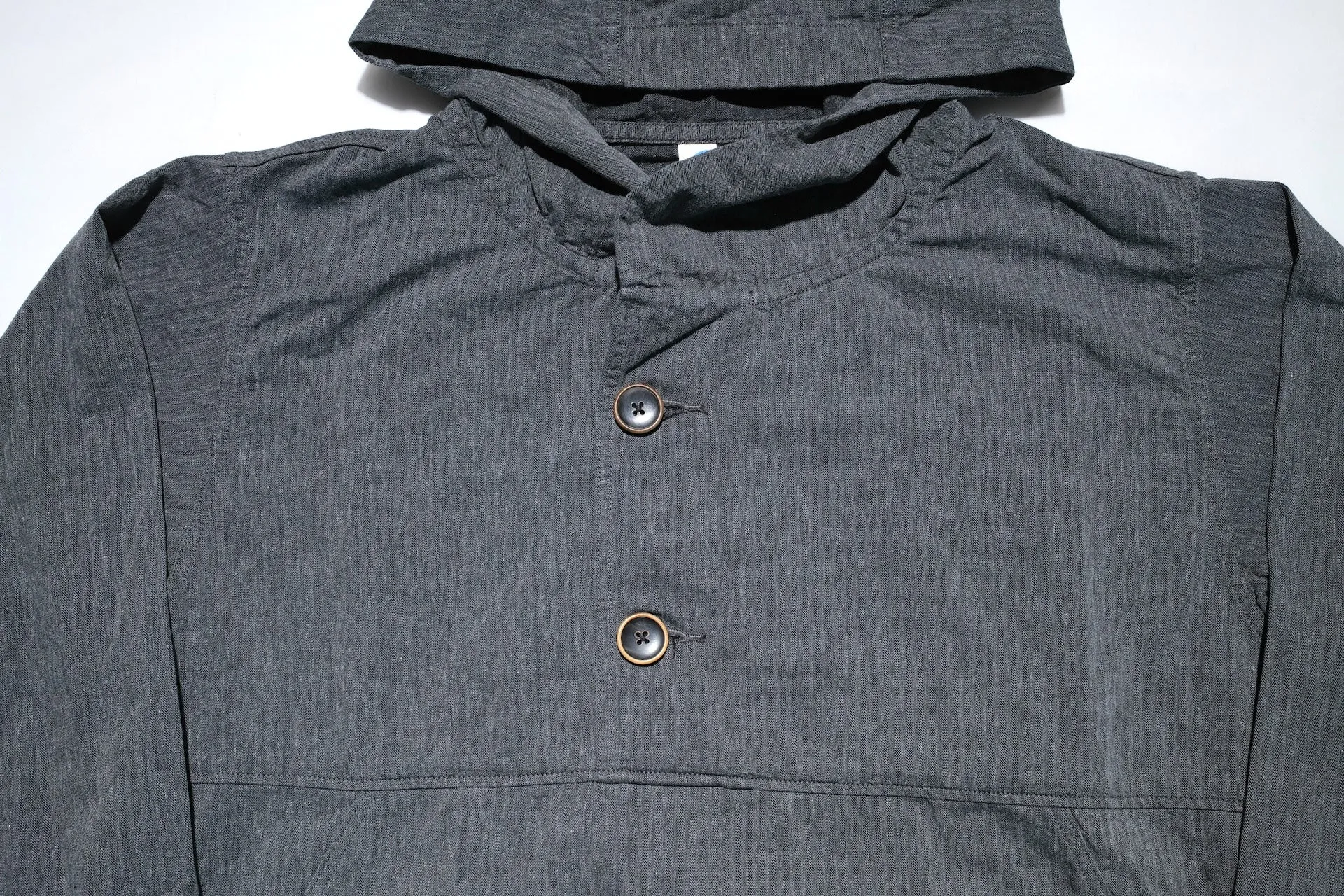 Pure Blue Japan "All-Seasons" HBT Hooded Pullover (Heather Grey X Black)