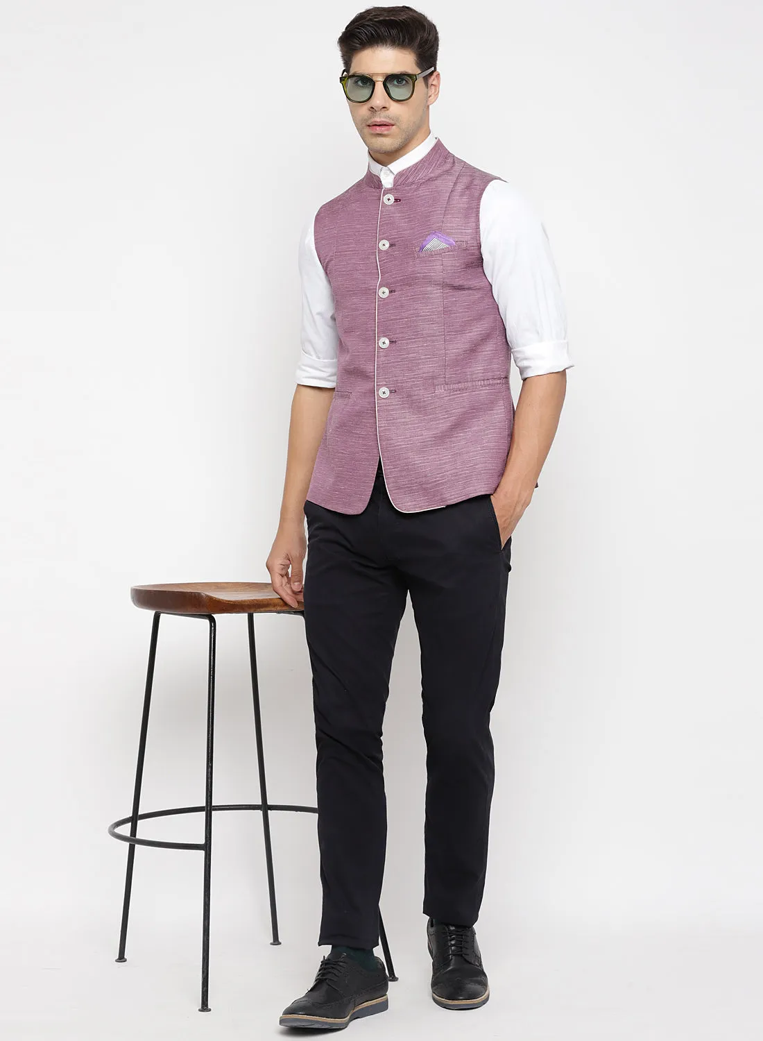 Purple Solid Nehru Jacket