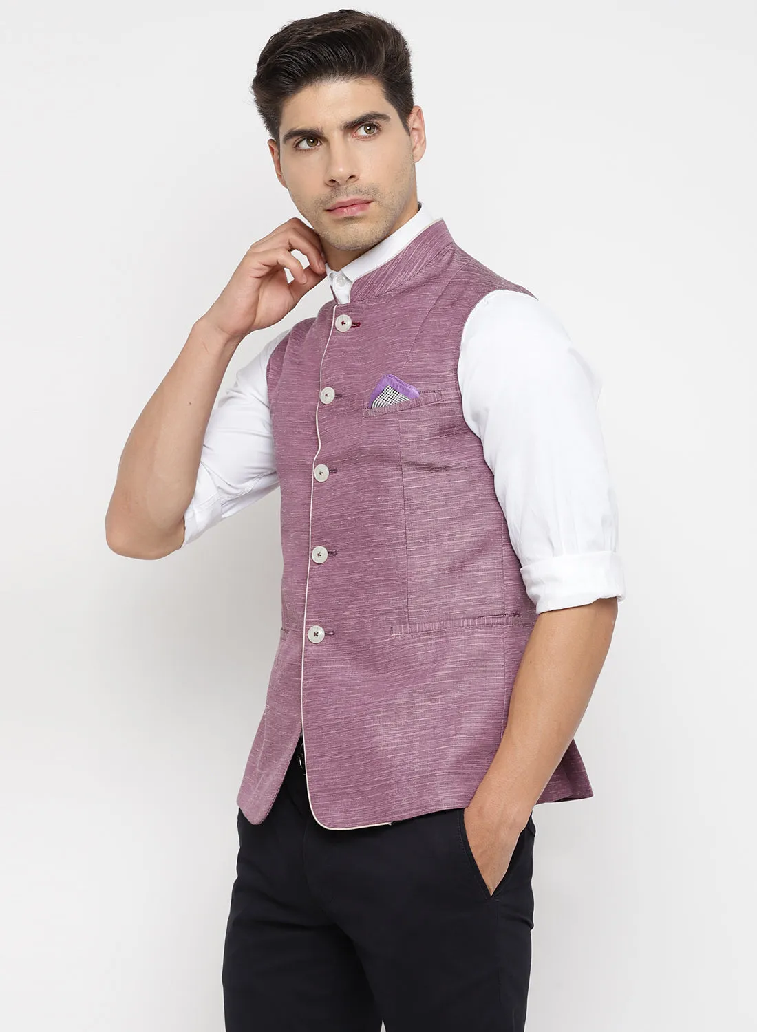 Purple Solid Nehru Jacket