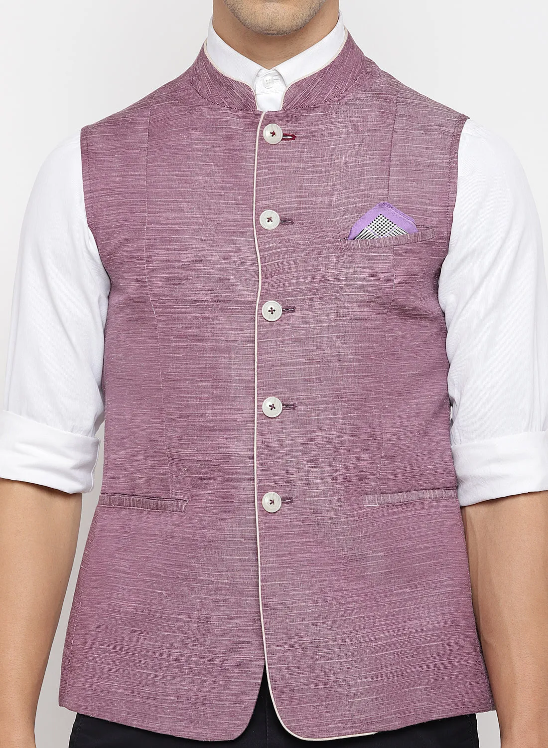 Purple Solid Nehru Jacket