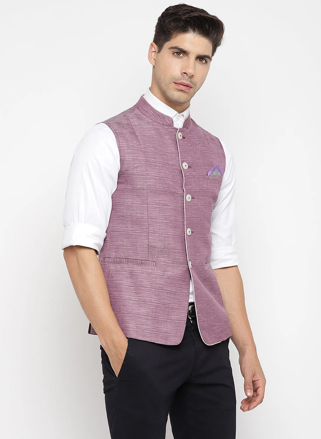 Purple Solid Nehru Jacket