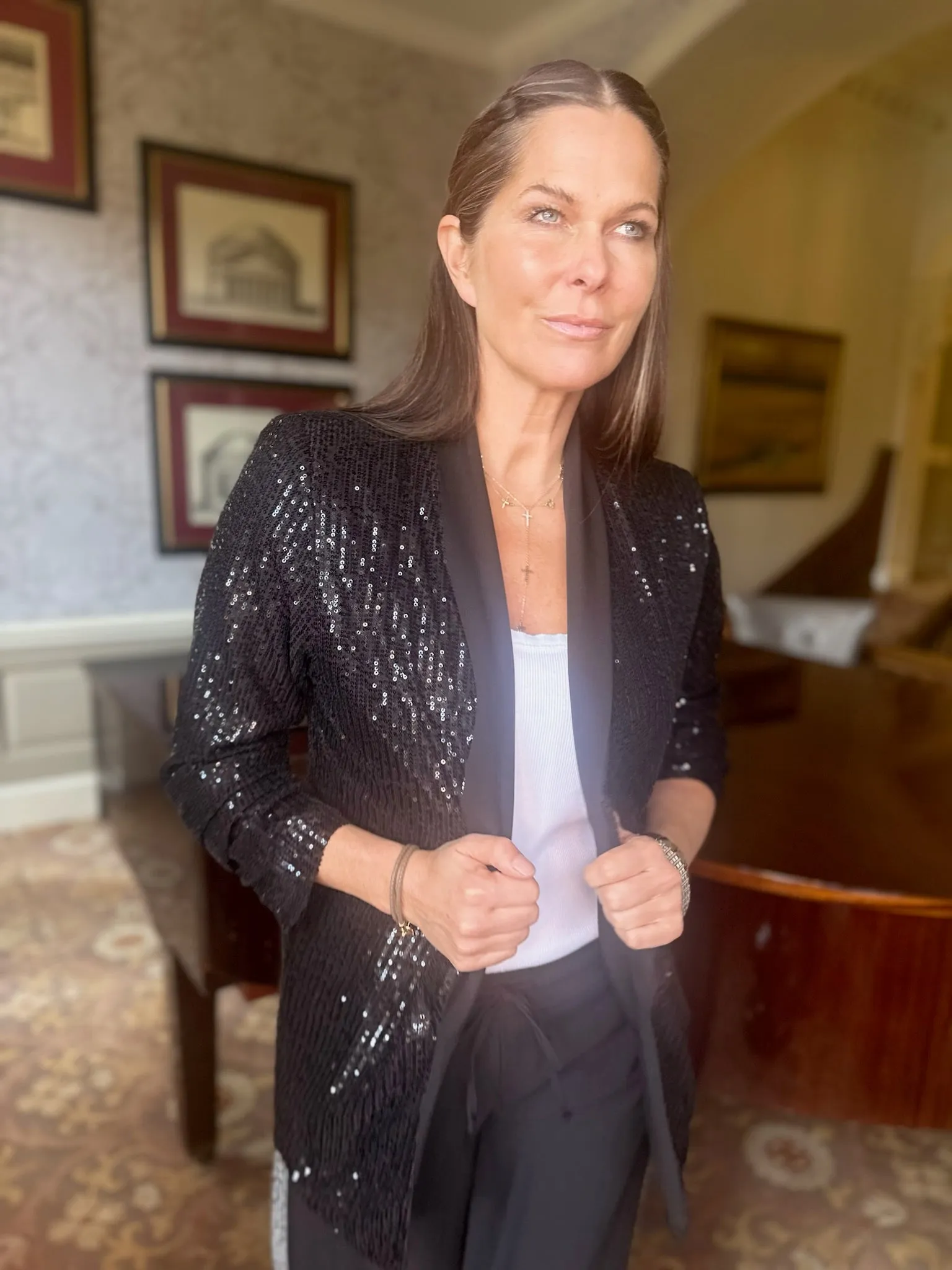 Reed Sequin Blazer Black