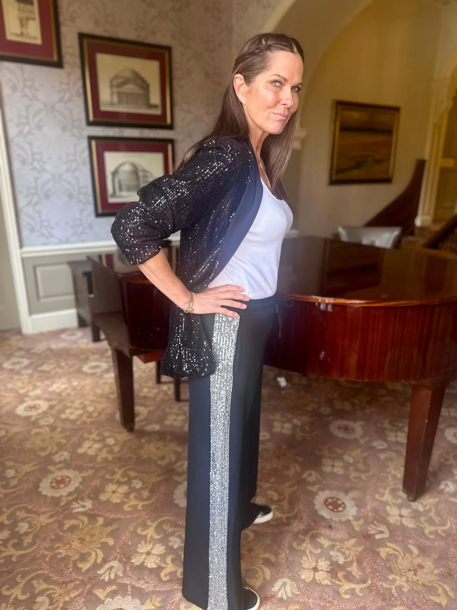 Reed Sequin Blazer Black
