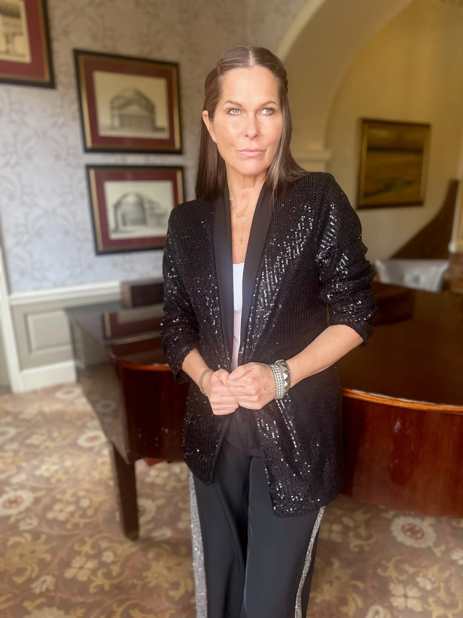 Reed Sequin Blazer Black