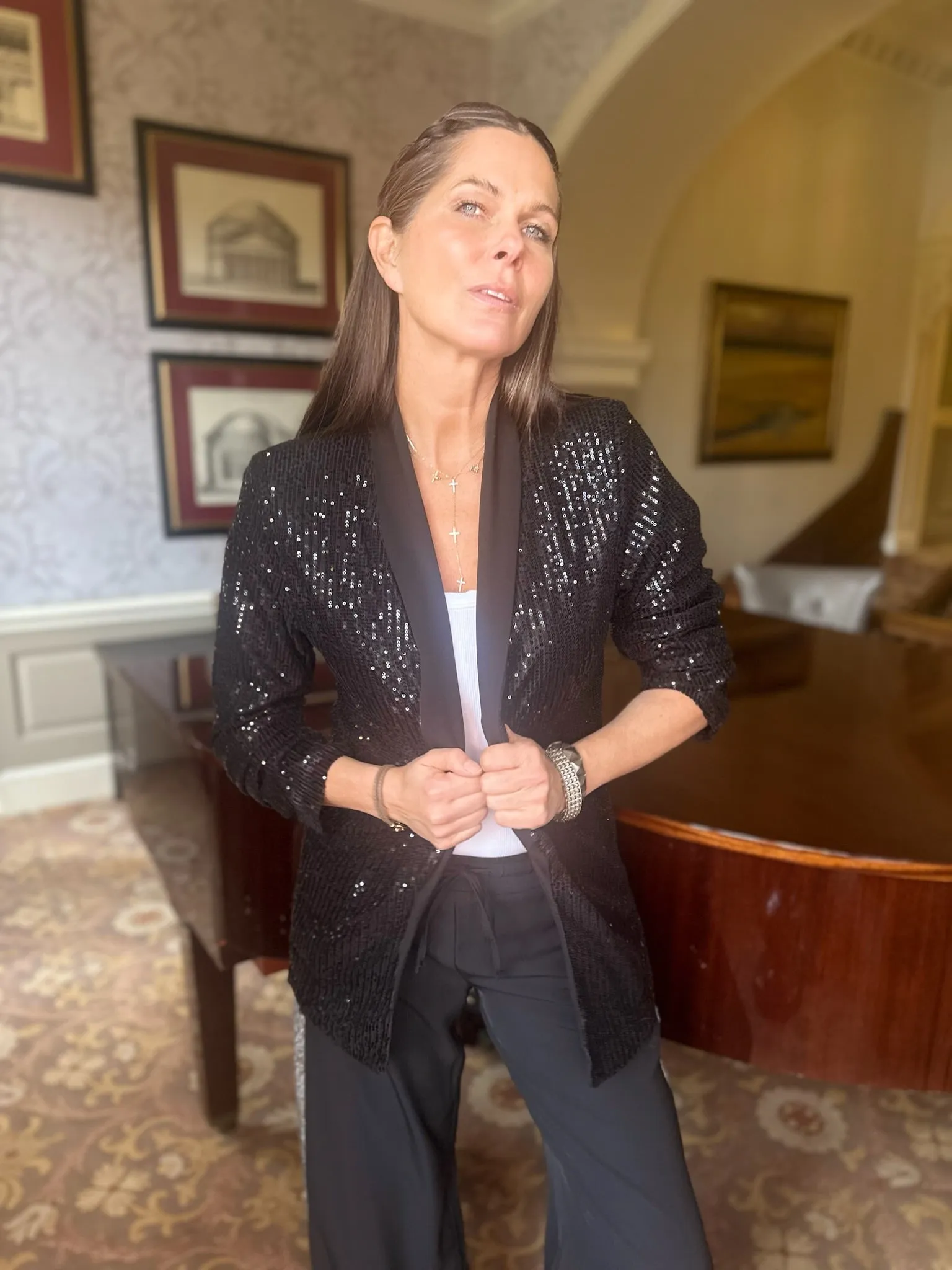 Reed Sequin Blazer Black
