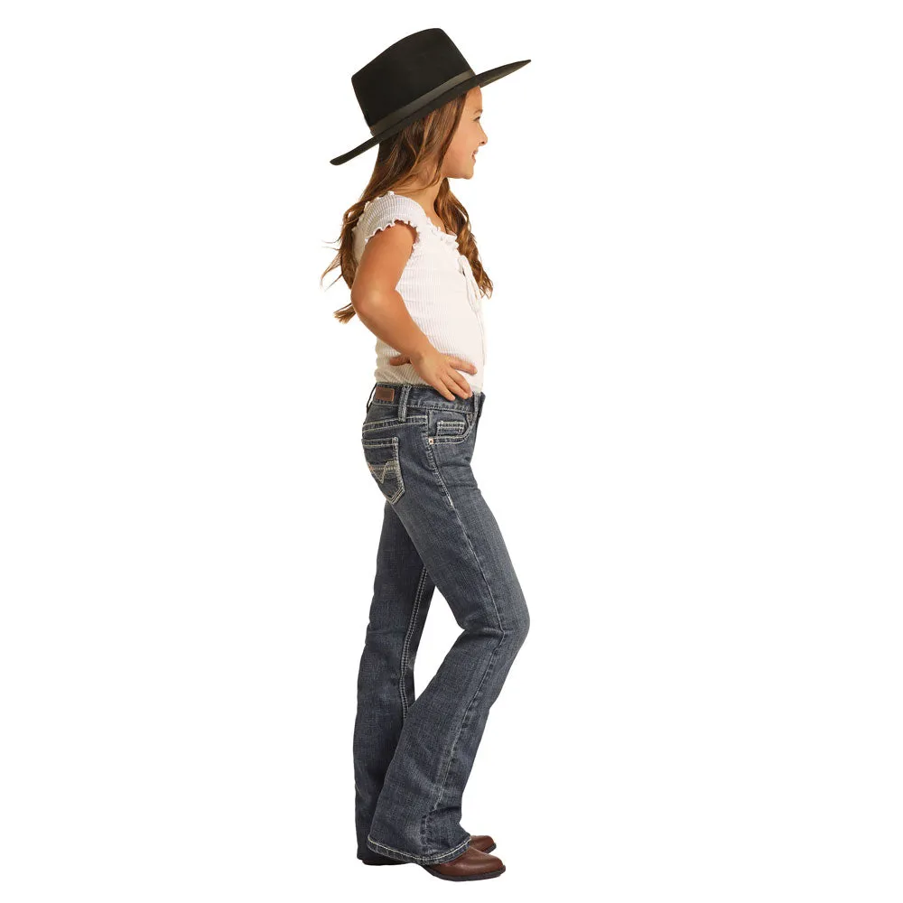 RRGD4MRZPP Rock & Roll Cowgirl Girl's Boot Cut Jean With Embroidery Pocket