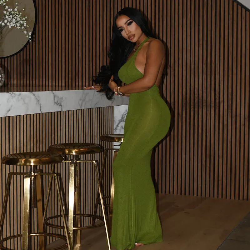 Sexy and Stylish Single-Shoulder Backless Slit Dress