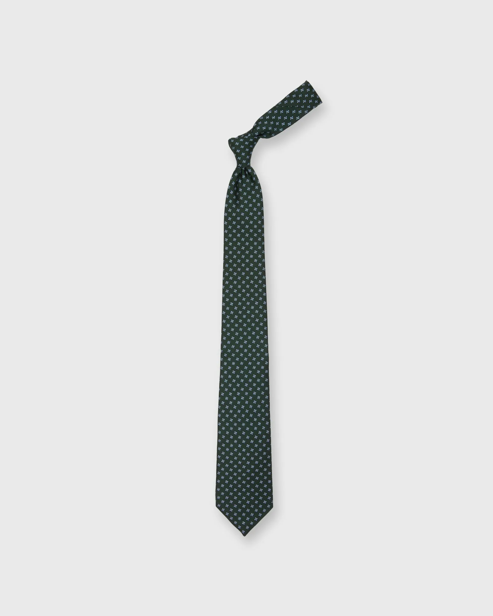 Silk Print Tie in Hunter/Sky Pinwheel