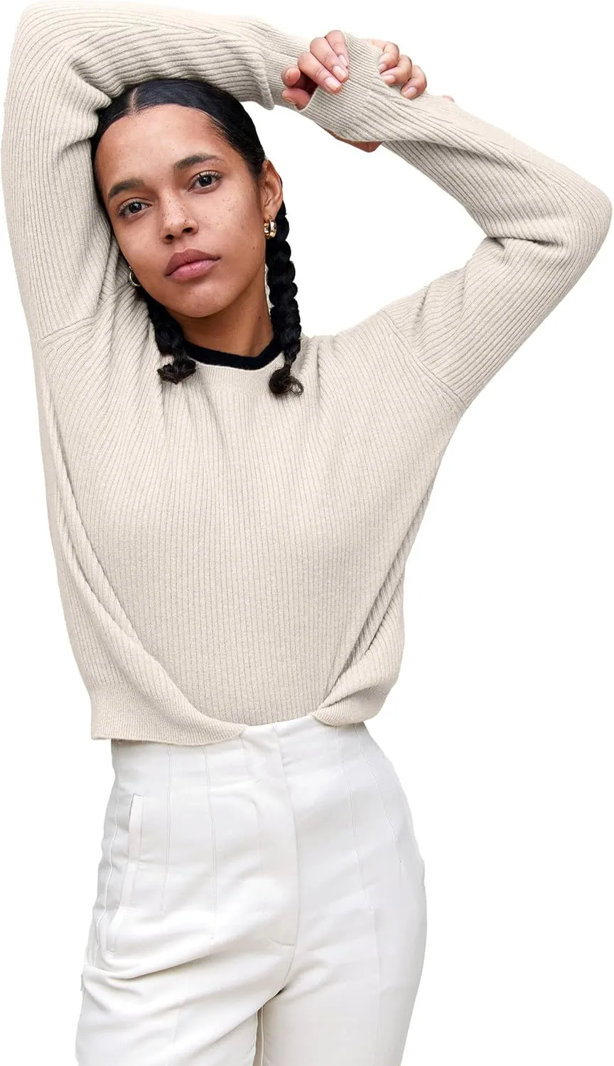 State Cashmere Womens Loungewear Set 100% Pure Cashmere Ribbed Sweater and Jogger Pants (Tops and Bottoms Sold Separately)