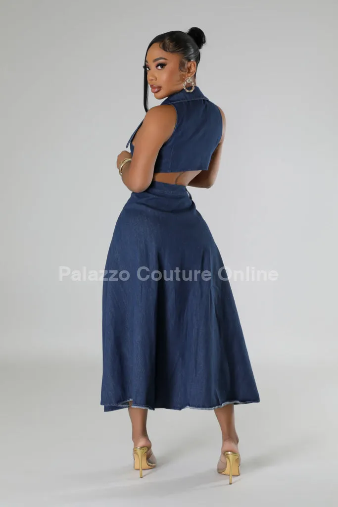 Stylish Glamour Denim Maxi Dress