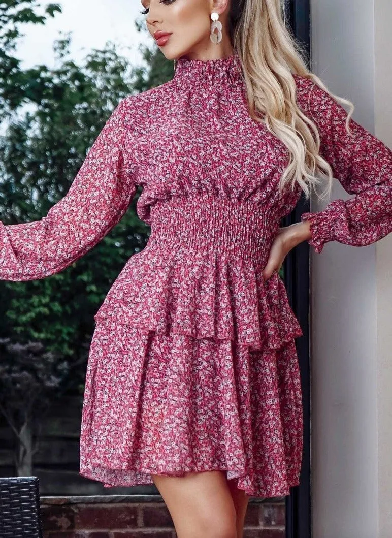 Stylish Shirred Soft Printed Dress