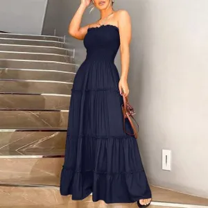 Stylish Vintage Solid Maxi Dress