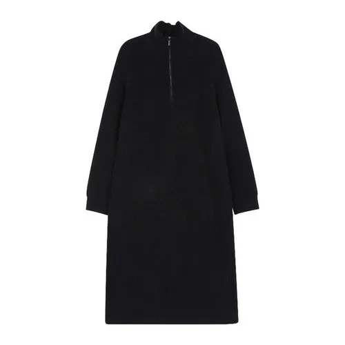 Stylish Women Zipper Turtleneck Loose Sweater Dress For Women Full