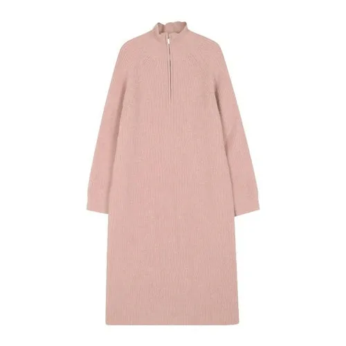 Stylish Women Zipper Turtleneck Loose Sweater Dress For Women Full