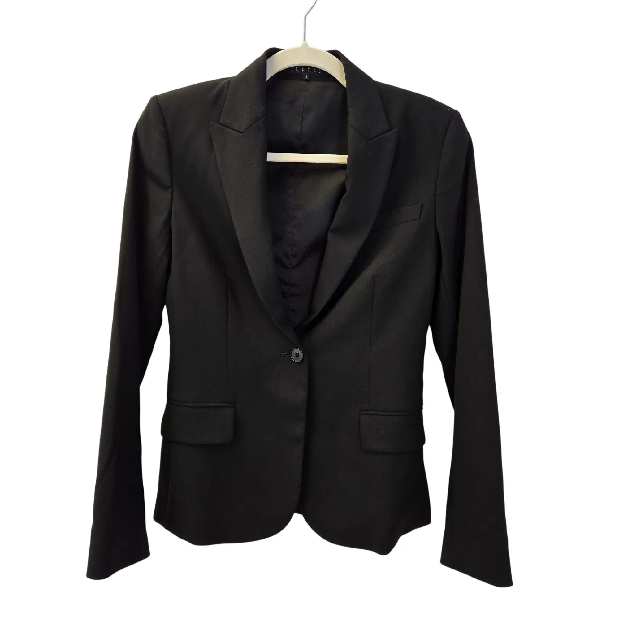 Theory Wool Blend One Button Blazer Jacket Size 6