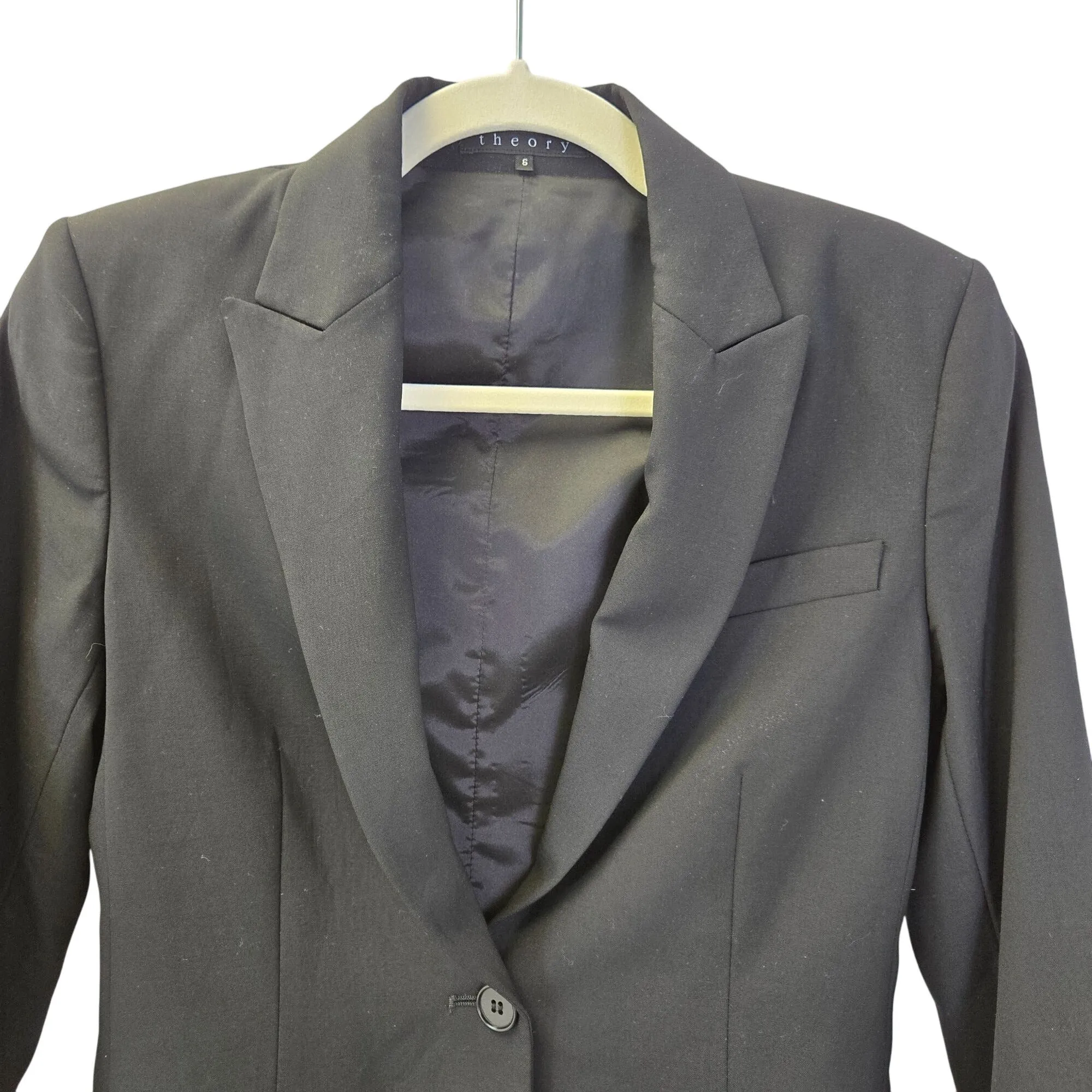 Theory Wool Blend One Button Blazer Jacket Size 6