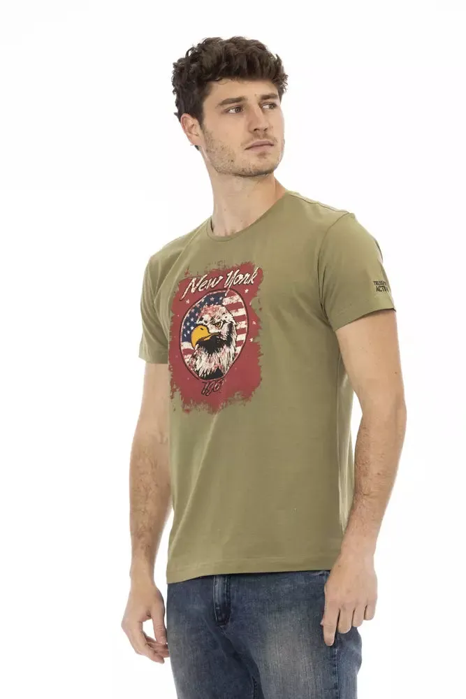 Trussardi Action Chic Green Short Sleeve Printed Tee