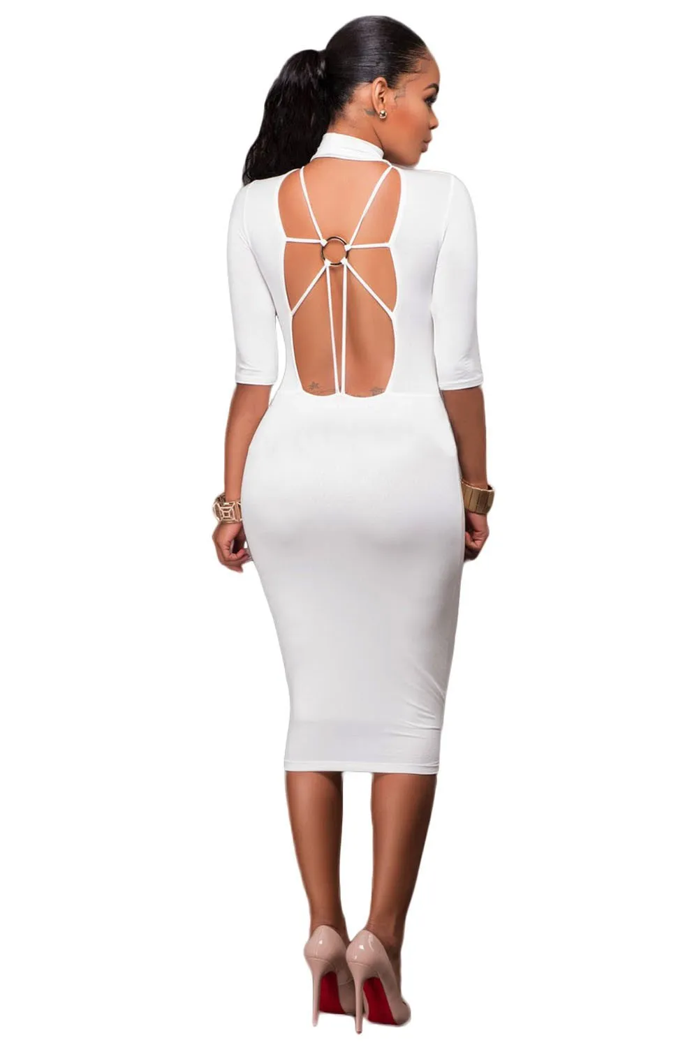 White Bodycon O-ring Stylish Dress