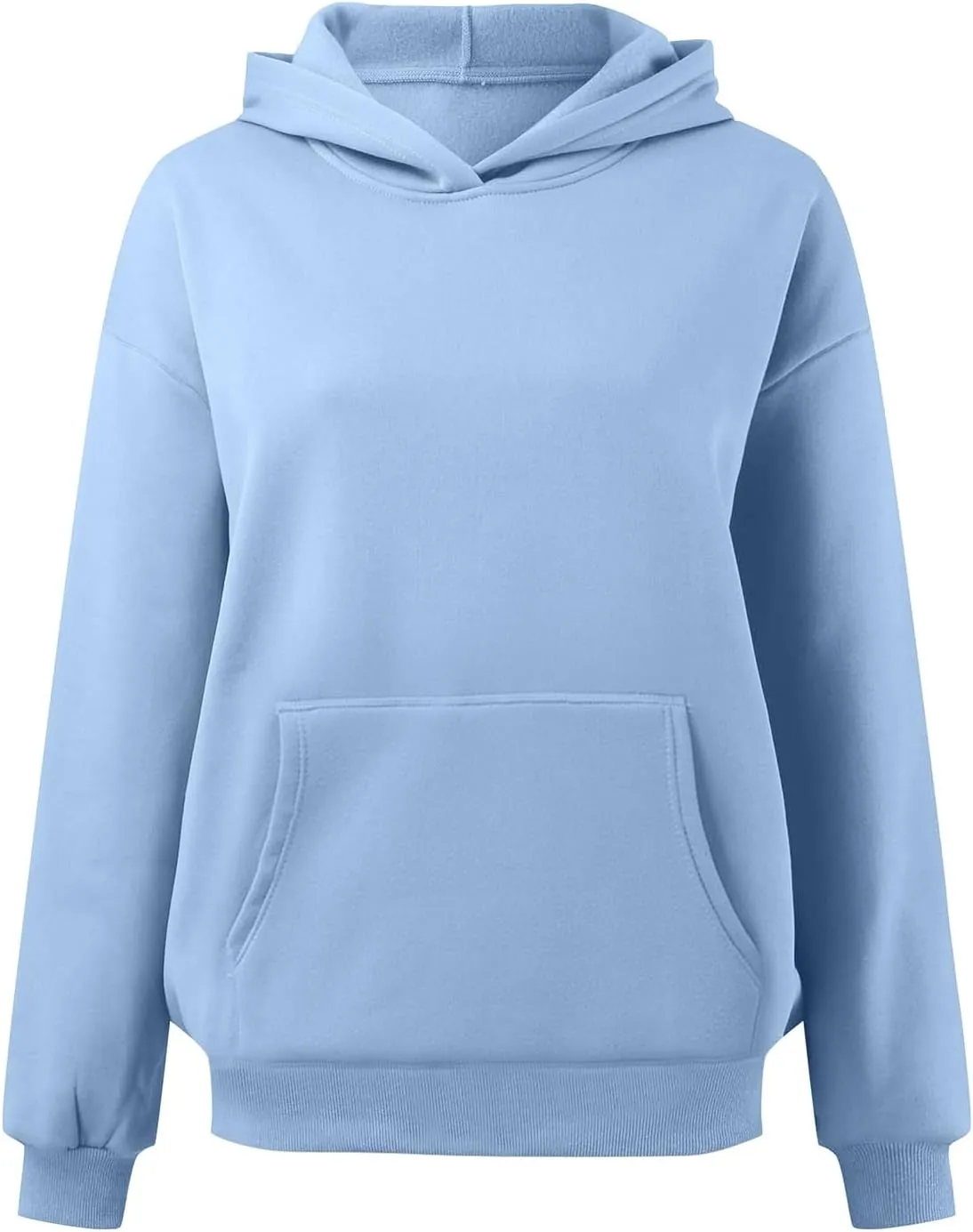 Women Hoodies Sweatshirts Trendy Oversized Hooded Sweater Solid Raglan Sleeve Pockets Pullover Loose Y2K Workout Tops