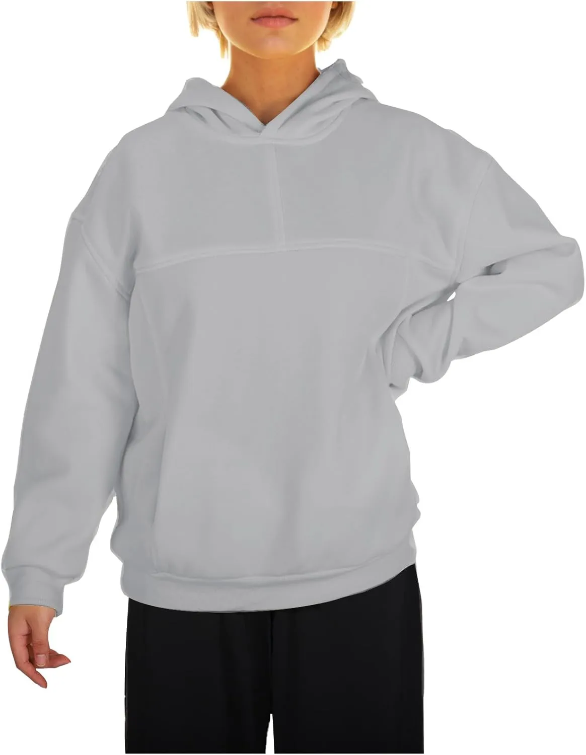 Women's 2024 Casual Hooded Sweatshirts Long Sleeve Solid Oversized Hoodies Loose Cozy Basic Fall Winter Pullover Tops