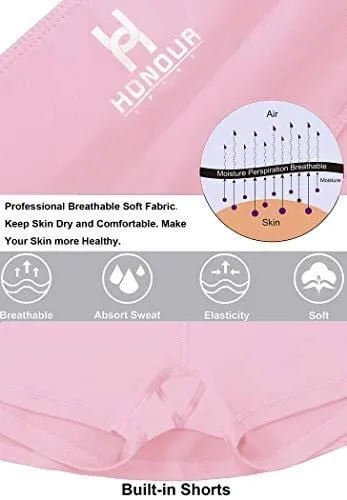 Women's Tennis Golf Skorts Workout Built-in Shorts Fitness Pleated Active Running Skirts Light Pink