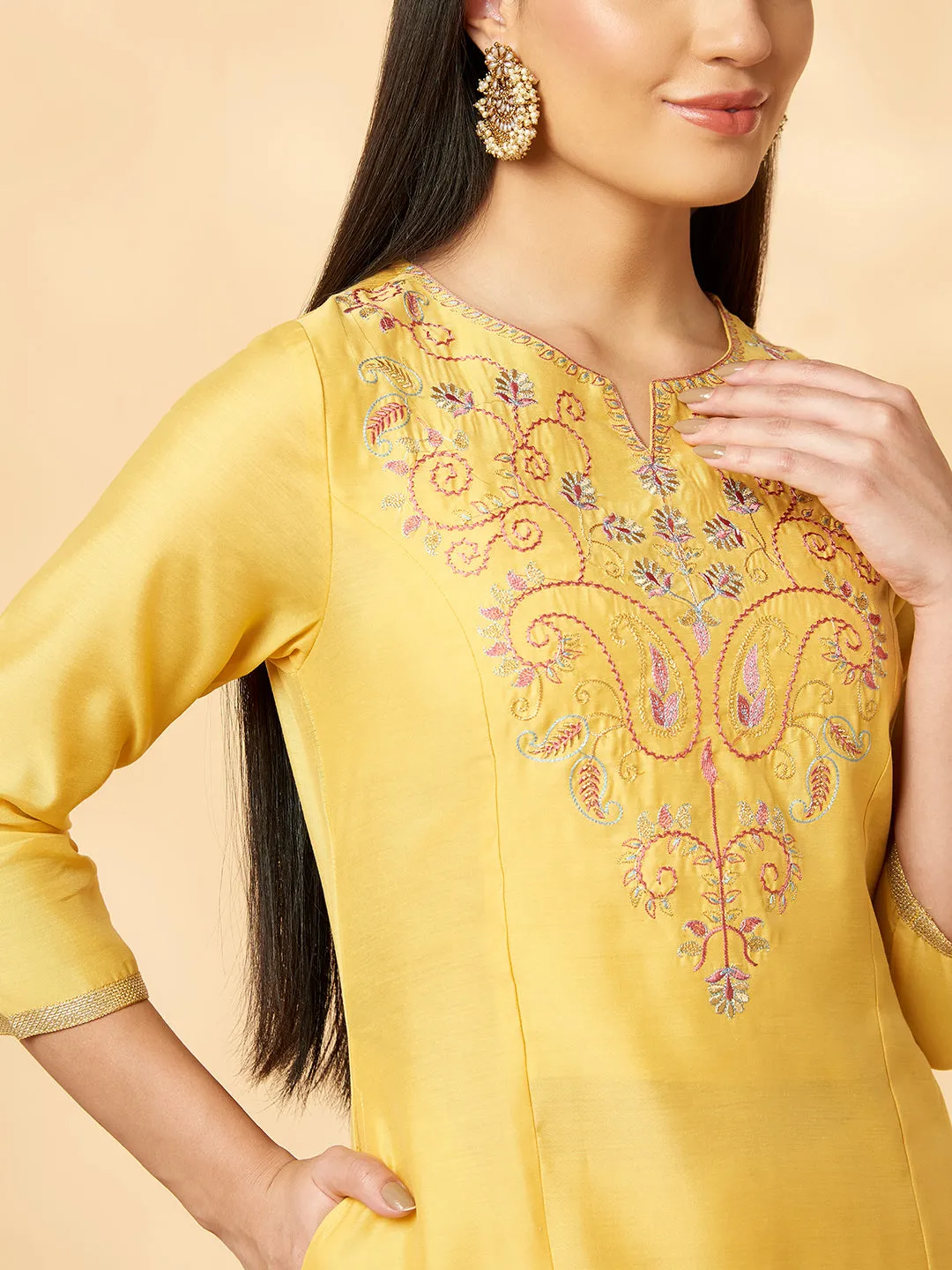 Yellow Embroidered Kurta Set