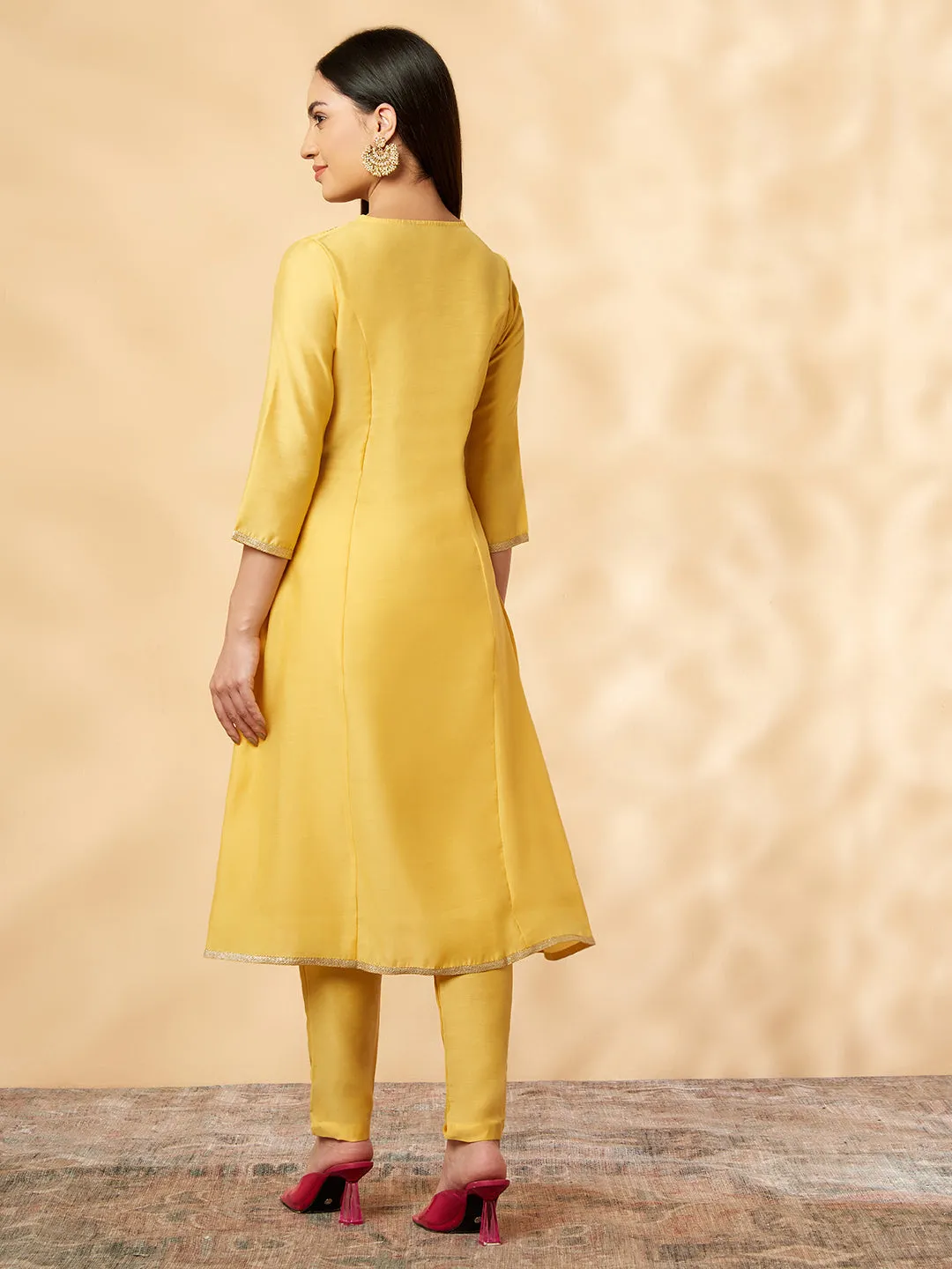 Yellow Embroidered Kurta Set