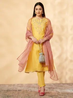 Yellow Embroidered Kurta Set
